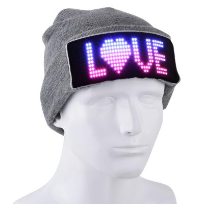 China Yixin COMMON App Display Magic Hat USB Controlled Rechargeable Programmable Knitted Led Hat for Cosplay Party Christmas for sale