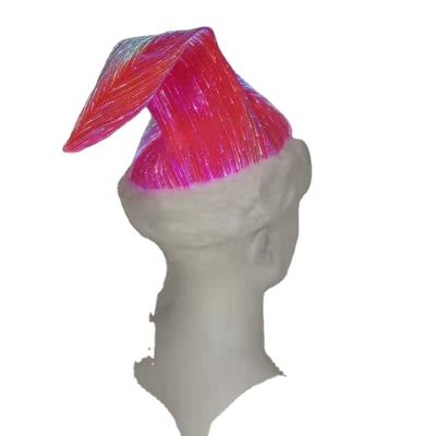 China Fiber Optic 7 Colors Light Led Luminous Hats Christmas Santa Hat for sale