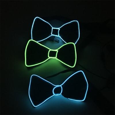 China Wedding Birthday Party Decoration Bowties LED Luminous Adjustable Neon Flashing Tie Light Up Bow Tie For Christmas New Year for sale