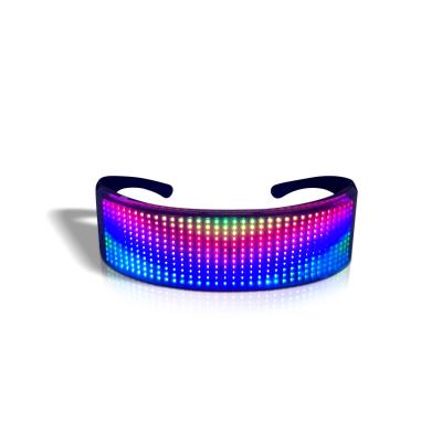 China 175*75*51mm Christmas Halloween 2021 New Trend DIY Music LED Animation Messages App Glass Party Program LED Light Up Glasses Yixin for sale