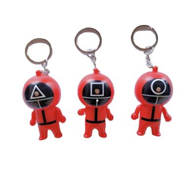 China 2021 Newest Promotion Gift Led Sound Squid Game Figure Key Chain Props For Women Men Six Men As A Face Mask Cosplay Kids Key Chain for sale