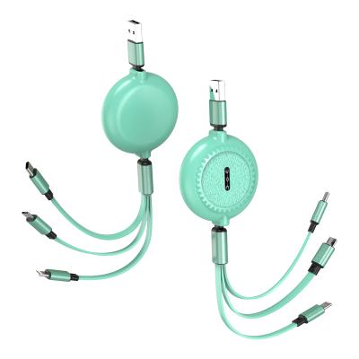 China Multi Function Data Transfer Cable 2021 New Multi Charger Cable 3 In 1 Mobile Phone USB Retractable Cable For IOS Android for sale