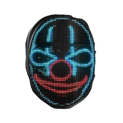 China 2022 App Program USB Rechargeable Smart Full Color Led Face Mask Praise Led Face Transforming Led Mask Party For Christmas Halloween for sale