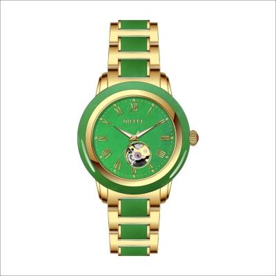 China Automatic Watch Factory Date BSCI Movement Raw Materials Jade Watch for sale