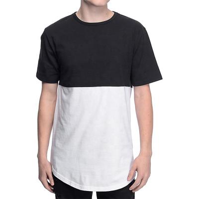 China High Quality Men's Aplet Black Two Tone Color Block Half White T-shirt Anti-Wrinkle Anti-Pilling Half Shirt For Summer for sale