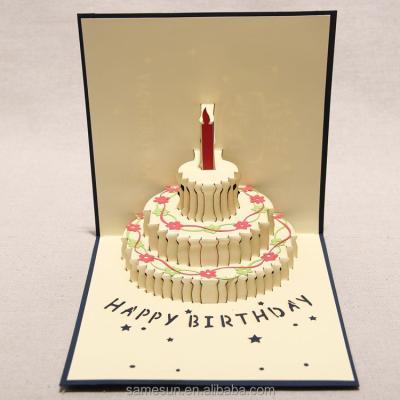 China Europe Meilun 3D Art And Craft Birthday Cake Pop Up Card for sale