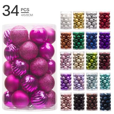 China Hot Sale Meilun 34pcs/box 4 6 8 cm Custom Made Multicolor,Christmas Baubles Christmas Tree Amazon Set for sale