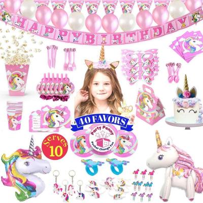 China Home Decoration Meilun 197 PCs Unicorn Themed Party Supplies Sets, Unicorn Birthday Party Decorations pink for girls for sale