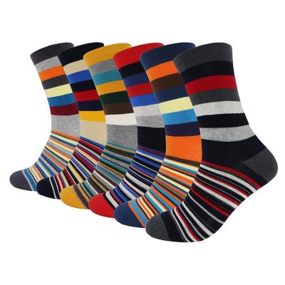 China Breathable Unique Design Hot Sale 6 Colors Promotion Display Striped Socks Long for sale