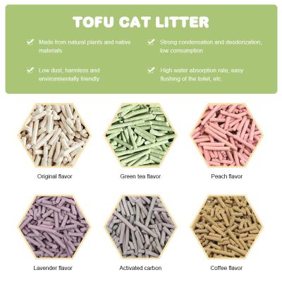 China Strip Shape Dustless Cat Litter Plant Dust Free Clumping Cat Litter for sale