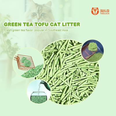 China Natural Greentea Tofu Clumping Litter ODM Clumping Biodegradable Cat Litter for sale