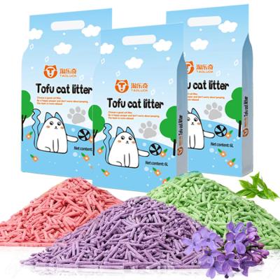 China Control de olor de lavanda púrpura arena de basura de gato OEM arena de basura de tofu en venta