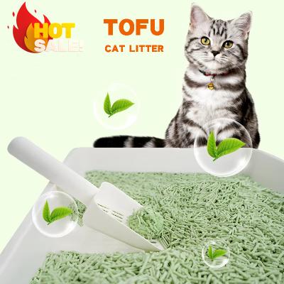 Cina ODM Tofu per gatti con scarico di sabbia Tè verde Bagno per gatti con scarico in vendita