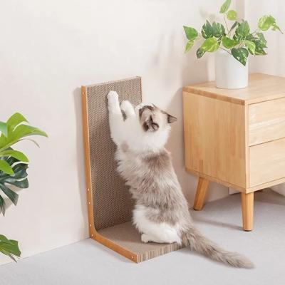 China OEM L Shape Cat Scratcher Detachable Vertical Cardboard Cat Scratcher for sale