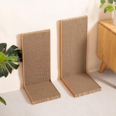 China ODM Tall Cardboard Cat Scratcher L Shaped Cat Corrugated Scratcher for sale