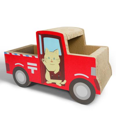 China Red Car Shaped Cat Scratcher Nest Wear Resistant Cardboard Cat Scratcher Car for sale