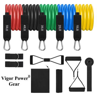 China 11pcs Durable Custom Printed Logo Exercise Fitness Latex Resistance Band Tube Training Set for sale