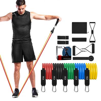 China Durable Stackable Fitness Yoga Home Gym Equipment Workout Up To 150lb Exercise Resistance Tube Bands Set 11pcs for sale