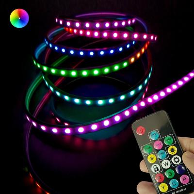 China Hot Sale Black DC12V 24V IP65 5M/Roll IP65 17 Keys Theme Park SMD 5050 60 Leds/M RGB LED Light Strips for sale