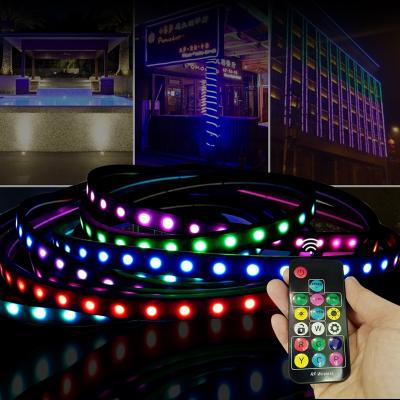 China Theme Park Waterproof 5050 RGB Black SMD 60 LED Flexible Color Changeable Neon LED Strip Lights for sale