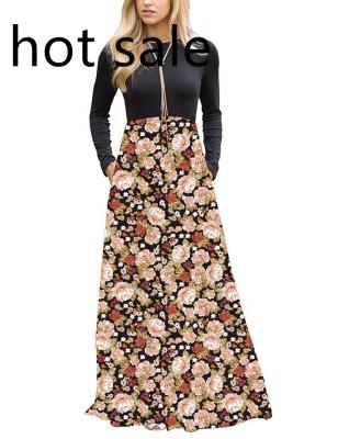 China 2022 new spring hot sale fashion dress washable for ladies plaid dress empire waist full length casual dress for women for sale