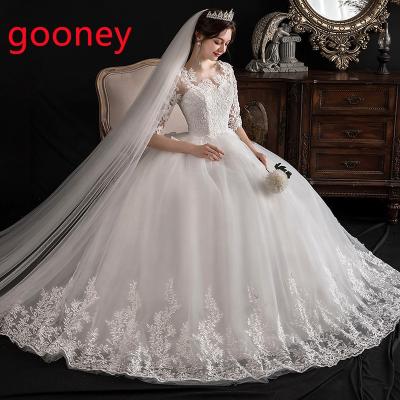 China 2021 Wholesale Women's Anti-Static Lace Wedding Dress Princess Embroidery For Women White Bridal Classic Wedding Dresses For Women for sale