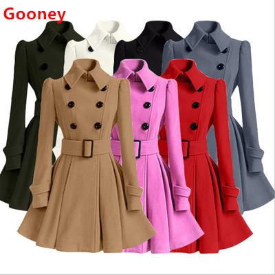 China 2021 winter and autumn women's coat Anti-wrinkle coats long belt solid color 7 colors ladies double breasted for women warm coats for sale