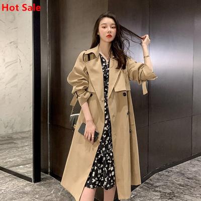 China Fasion Autumn Woman Outwear Overcoats Long Waterproof Ditch Coat New 2021 Khaki Loose Ladies Military Style For Women Slim Coats for sale