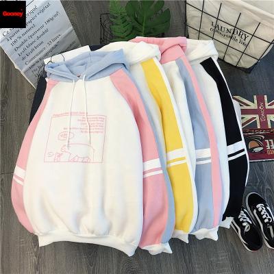 China New Design Women's Hoodies 2021 Anti-wrinkle Korean Velvet Women's Thick Sweater Loose Printed Matching Sweatshirts For Ladies Hoodies for sale