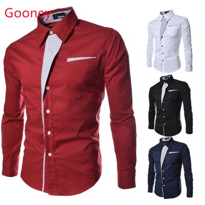 China 2021 Best Selling Large Size Men's Breathable Shirts Fashion Long Sleeves Cotton Stand Collar Pure Color Casual Shirt For Men for sale