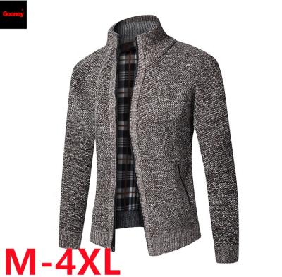 China 2021 Hot Selling Anti-wrinkle Thick Men's Zipper Sweaters For Autumn And Winter Warm Solid Color Cardigan Knitted Sweater For Men for sale