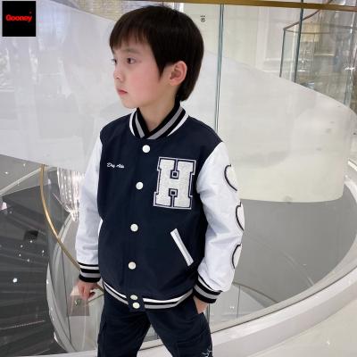 China Breathable Custom Letter Embroidery Patchwork Varsity Jackets Kid's Hairy Jackets And Coated Boy Fashion Baseball Unisex for sale