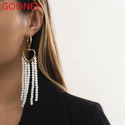 China 2021 newcome fashion tassel female temperament wholesale accessories exaggerated gold drop earring jewelry earrings long for sale