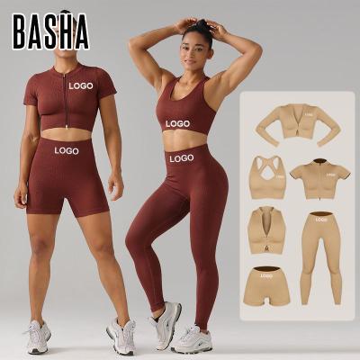 China BASHAsports 2023 Breathable Fitness Wear Customized Buttocks Lifting Up Clothes Seamless Women's Yoga Fitness Gym Leggings Sports Clothing Set for sale