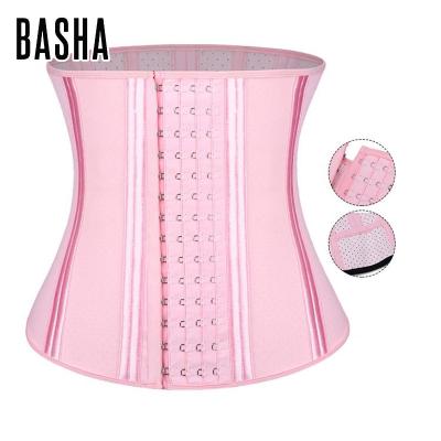 China HOT SALE Antibacterial Custom Logo Compression Hooks Fat Tummy Control Waist Trimmer Belt Steel Boned Latex Waist Trainer Shaper for sale