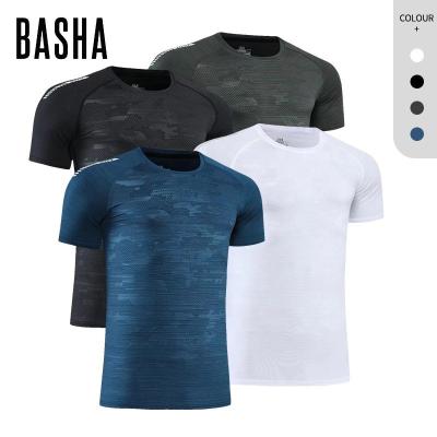 China Breathable Fitness Sports Top Running Gym T-shirt Men Texture Camouflage Sporty Clothing for sale