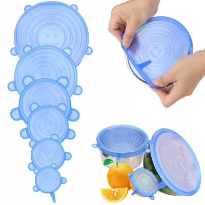 China Non Spill Silicone 6Pcs Stretch Lids Airtight Reusable Food Wrap Covers Keep Fresh Seal Bowl Pot Lid Cover Microwave Reusable Cover for sale