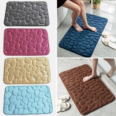 China Durable Bathroom Bath Mat Cobblestone Embossed Non-Slip Mats In Lavatory Tub Floor Cover Shower Room Mat Memory Foam Pad for sale