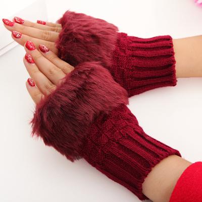 China Women Simple Hand Warmer Gloves Elegant Winter Gloves Women Arm for Crocheting Warm Fingerless Knitting Gloves Faux Wool Mitten Woman Gloves for sale