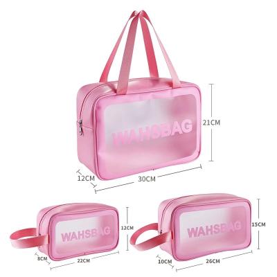 China Fashion PVC Cosmetic Bag Makeup Bags Women Travel Clear Plastic Large Capacity Packaging Organizer Bags for sale