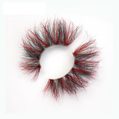 China 2021 New 25mm Colored Fancy Colored Mink Lashes Vendor Colored Eyelashes Strips Colored Mink Eyelash Strips for sale