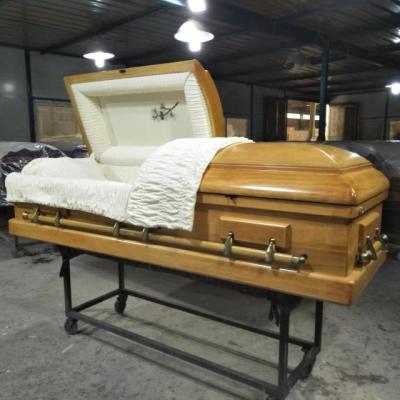 China American Style 95292 Wooden Funeral Coffin Casket Wooden Cremation Urn Casket for sale