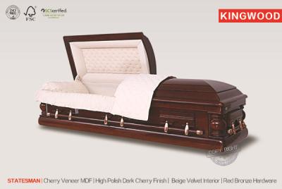 China American STATESMAN Caskets Style MDF Wood Veneer Walnut All Wood Casket for sale