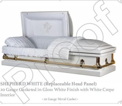 China WHITE Chinese Style American Shepherd Casket Caskets For The Dead for sale