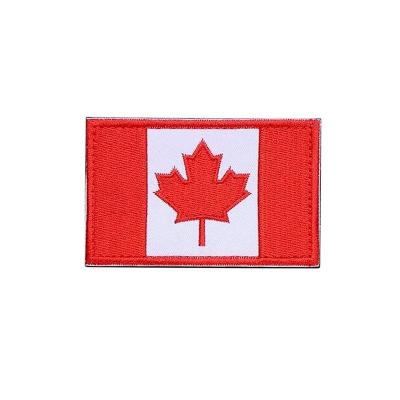 China Sustainable Iron On Flag Patches Canadian Embroidered Maple Leaf Patch for sale