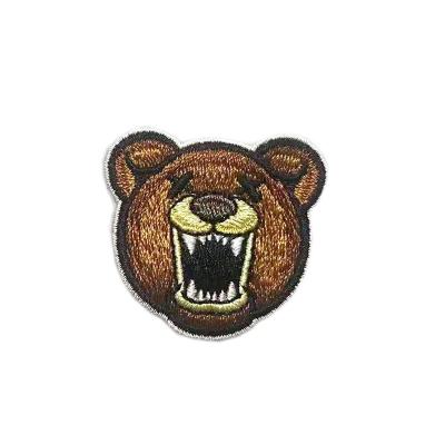 China Durable Custom Chenille Patches Custom Design Embroidered Bear Shape Heat Transfer Patch For Garments for sale