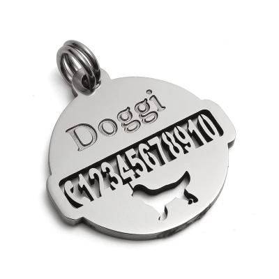 China DEEP Engraved Stainless Steel Custom Durable Pet ID Tags Personalized Front and Back Dog Tags for Dogs and Cats for sale