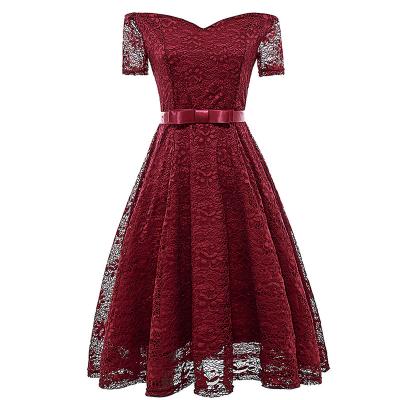 China Ladies Washable Elegant Lace Floral Dress For Wedding Guests Strapless Cocktail Dress for sale