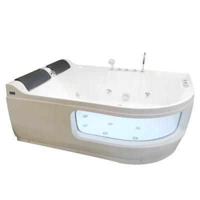 China Large Acrylic Whirlpool Whirlpool Massage Tub Bathroom Luxury White Transparent Corner Freestanding Adult Bathtub For Couples for sale