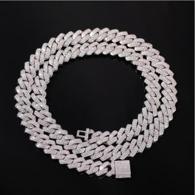 China Hip Pop Iced Out Zircon Brass Diamond Gold Plated Chain Link Setting Necklace with White Zircon Necklace for sale